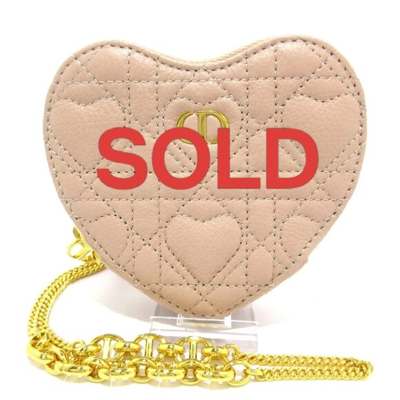 DIOR/ChristianDior Dior Caro Heart Pouch - Pink Calf Skin Pouch 1123-050825